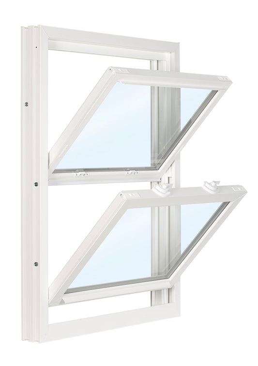 RELIABILT 3500 Series 31-3/4-in x 61-1/2-in White Exterior White Interior Vinyl Replacement Double Hung Window Low-E argon Double Pane Glass (Half Screen Included)