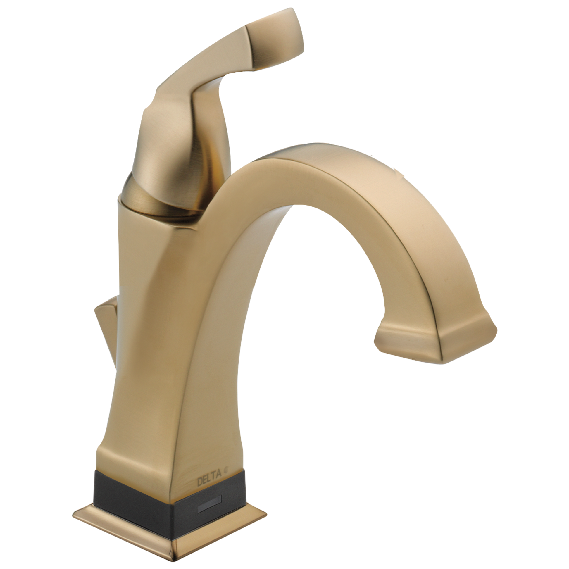Delta Dryden Touch2Oxt Champagne Bronze Single hole 1-handle WaterSense Mid-arc Residential Handle Bathroom Sink Faucet with Drain