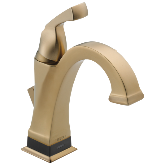 Delta Dryden Touch2Oxt Champagne Bronze Single hole 1-handle WaterSense Mid-arc Residential Handle Bathroom Sink Faucet with Drain