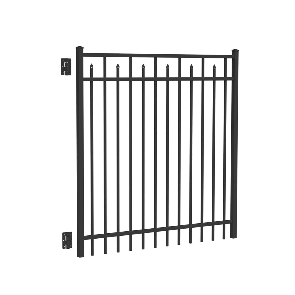 Freedom Concord 5-ft H x 5-ft W Black Aluminum Decorative Walk-thru Spaced picket Fence gate