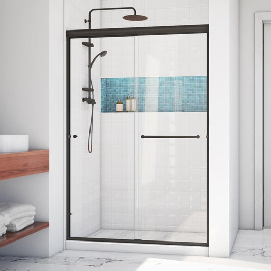 Arizona Shower Door Lite-Euro recessed Anodized oil-rubbed bronze 56-in to 60-in W x 60.375-in H Semi-frameless Clear Glass Bypass Sliding Shower door