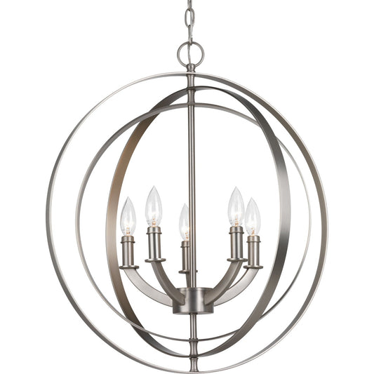 Progress Lighting Equinox 5 -Light Gray Indoor Steel Chandelier