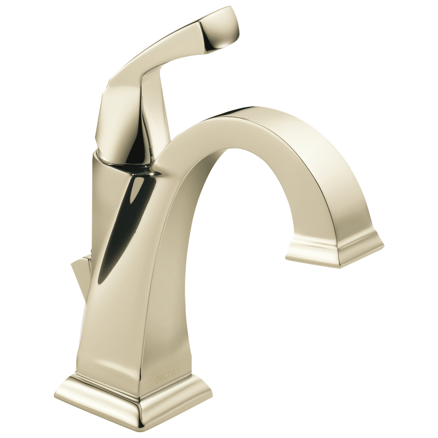 Delta Dryden Polished Nickel 4-in centerset 1-handle WaterSense Mid-arc Residential Handle Bathroom Sink Faucet with Drain