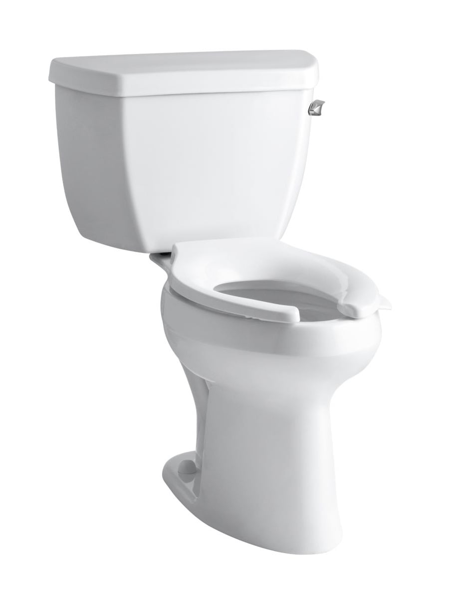 KOHLER Highline White Elongated Chair height 12-in Rough-In WaterSense 1.0 GPF 2-piece Toilet