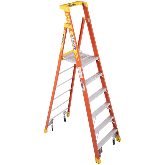 Werner PD6200 9-ft Fiberglass Type 1a- 300-lb Load Capacity Podium Step Ladder PD6206-4C