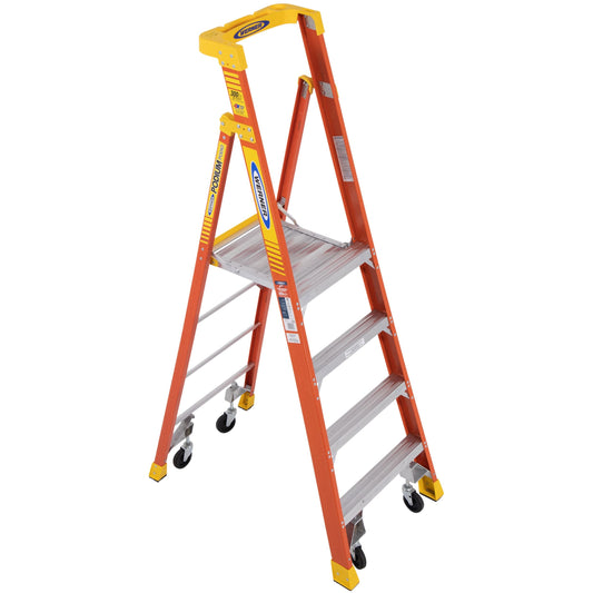 Werner PD6200 7-ft Fiberglass Type 1A-300-lb Load Capacity Podium Step Ladder PD6204-4C