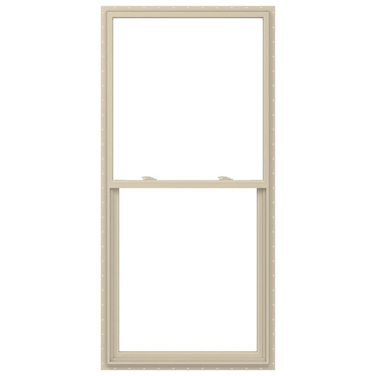 JELD-WEN V-2500 35-1/2-in x 71-1/2-in Almond Exterior Vinyl New Construction Single Hung Window Low-E argon Double Pane Glass (Half Screen Included)