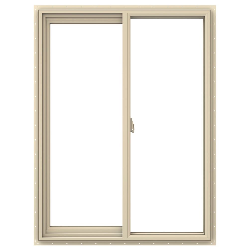 JELD-WEN V-2500 Almond Exterior Almond Interior Left-Handed Vinyl Sliding Window Annealed Glass (Full Screen Included)