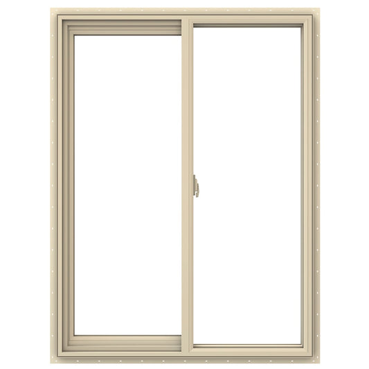 JELD-WEN V-2500 Almond Exterior Almond Interior Left-Handed Vinyl Sliding Window Annealed Glass (Full Screen Included)