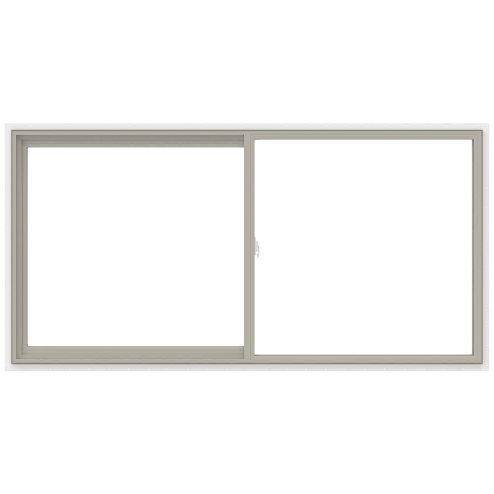 JELD-WEN V-2500 Desert Sand Exterior Desert Sand Interior Left-Handed Vinyl Sliding Window Annealed Glass (Full Screen Included)