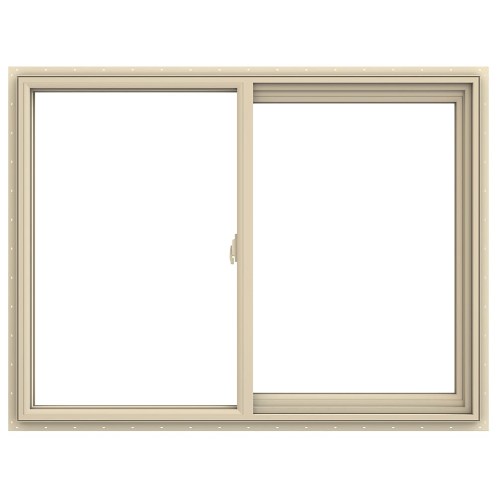 JELD-WEN V-2500 Almond Exterior Almond Interior Right-Handed Vinyl Sliding Window Annealed Glass (Full Screen Included)