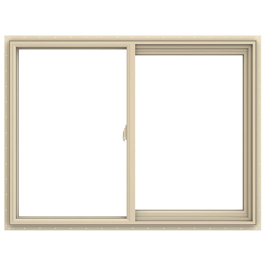JELD-WEN V-2500 Almond Exterior Almond Interior Right-Handed Vinyl Sliding Window Annealed Glass (Full Screen Included)