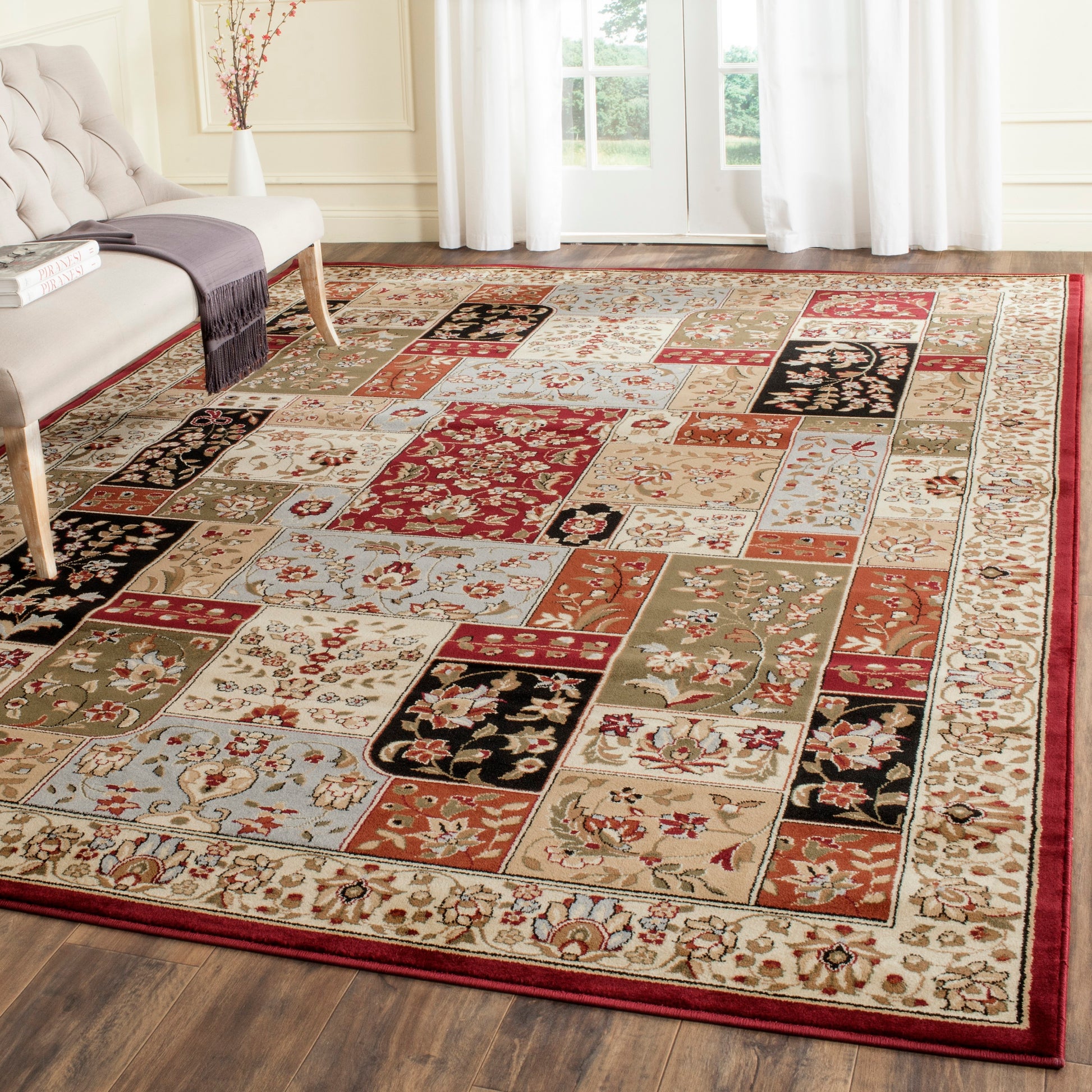 Safavieh Lyndhurst Omni 11 x 15 (ft) Loomed Polypropylene Multi/Ivory Rectangular Indoor Floral/Botanical Oriental Spot Clean Only Area rug