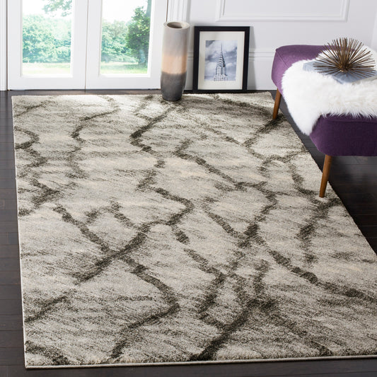 Safavieh Retro Mopani 8 x 10 (ft) Loomed Polypropylene Gray/Black Rectangular Indoor Abstract Spot Clean Only Area rug