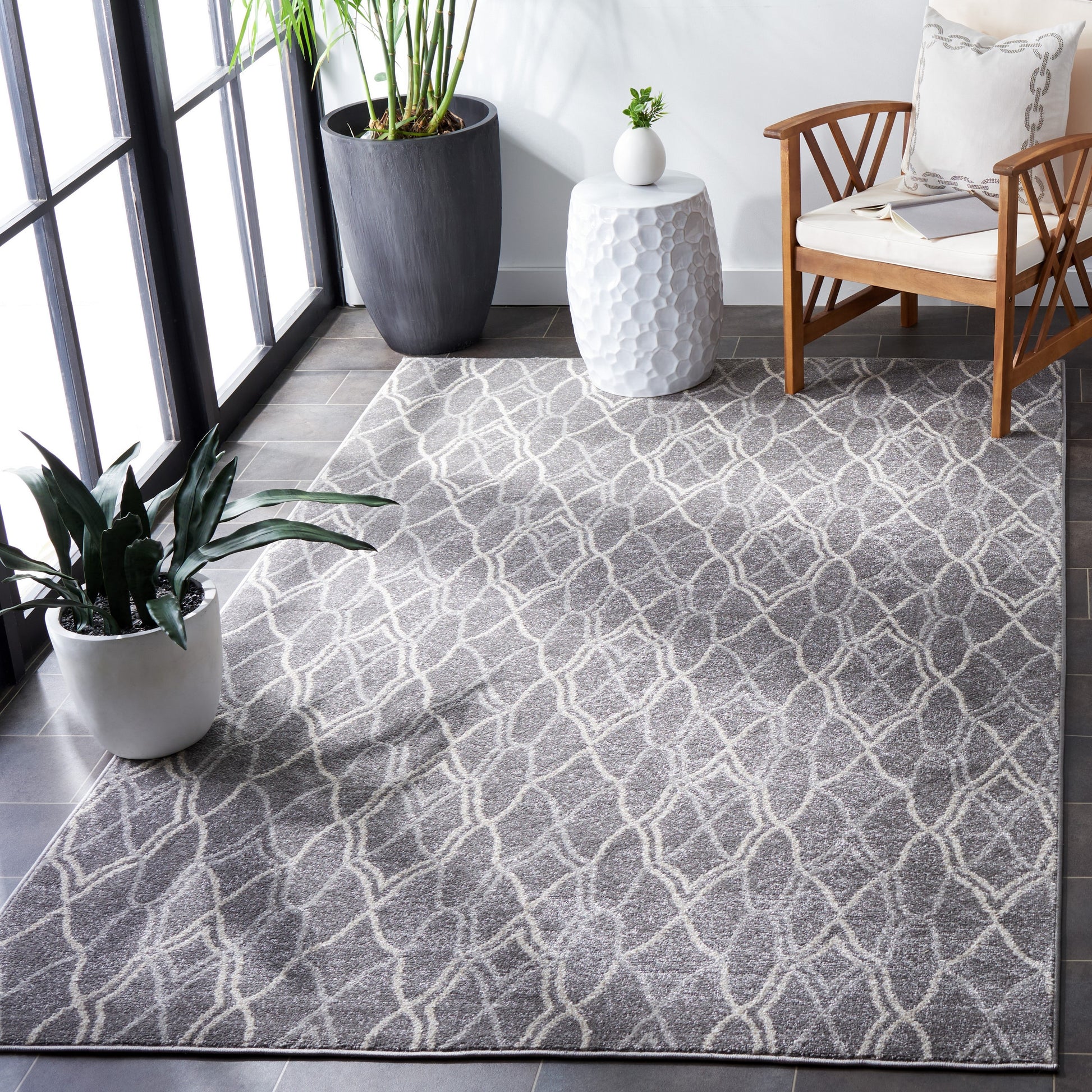 Safavieh Amherst Cedarhurst 10 x 14 (ft) Loomed Synthetic Gray/Light Gray Rectangular Indoor Geometric Area rug