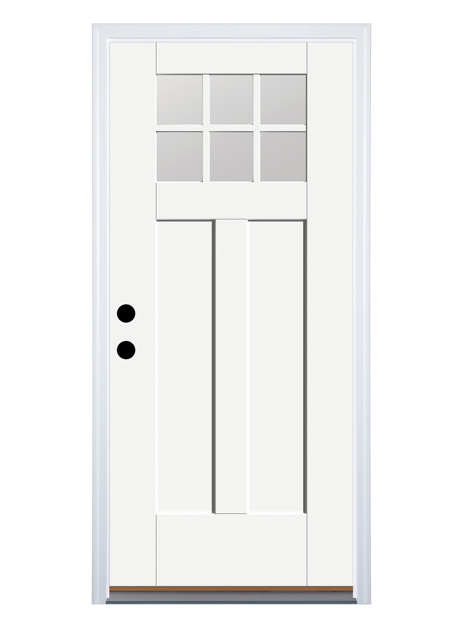Therma-Tru Shaker Entry Door 36-in x 80-in x 4-9/16-in Fiberglass Craftsman Right-hand inswing Ready to paint Unfinished Prehung Front Door with Brickmould Insulating core