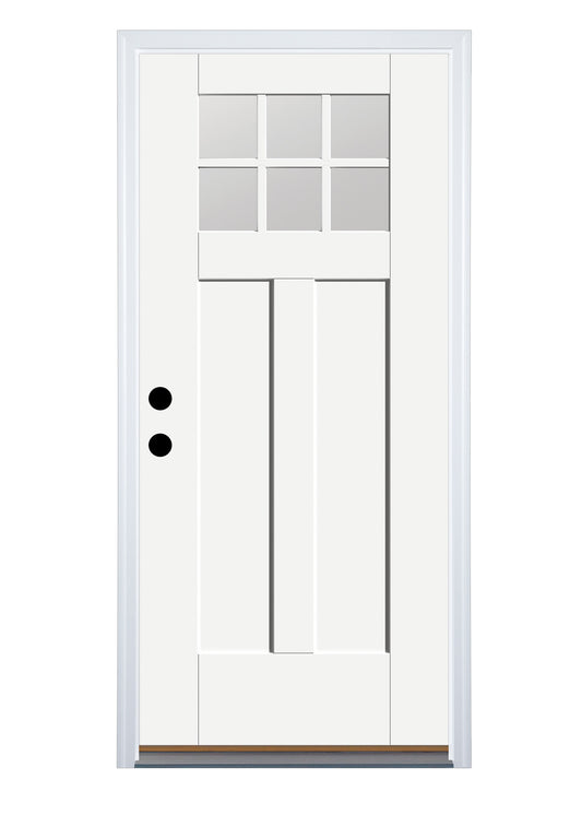 Therma-Tru Shaker Entry Door 36-in x 80-in x 4-9/16-in Fiberglass Craftsman Right-hand inswing Ready to paint Unfinished Prehung Front Door with Brickmould Insulating core