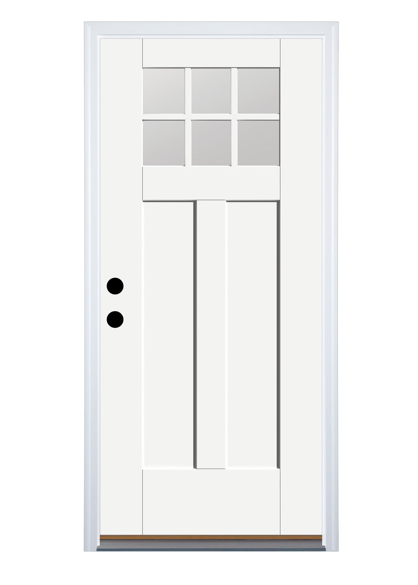 Therma-Tru Shaker Entry Door 32-in x 80-in x 4-9/16-in Fiberglass Craftsman Right-hand inswing Ready to Paint Unfinished Prehung Front Door with Brickmould Insulating core