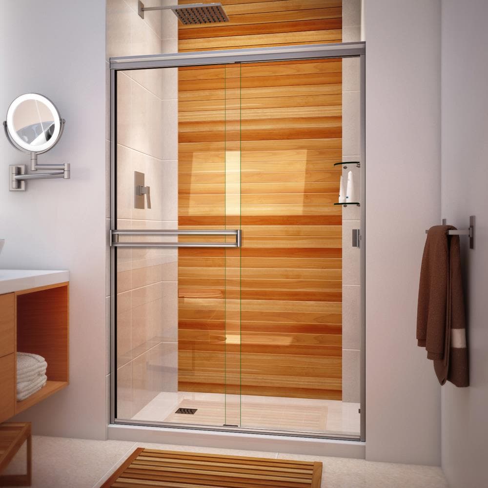Arizona Shower Door Traditional Brushed Nickel 48-in to 49-in W x 67.375-in H Semi-frameless Clear Glass Bypass Sliding Shower door