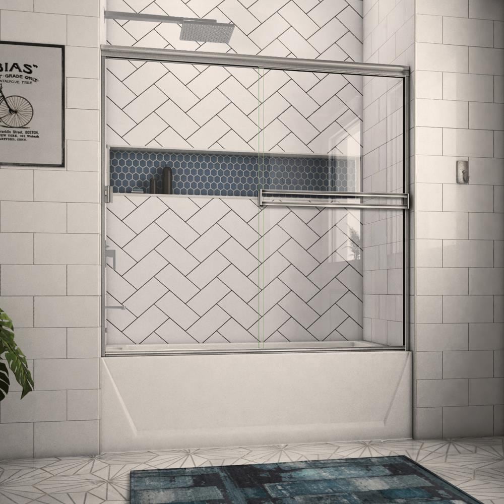 Arizona Shower Door Traditional Brushed Nickel 52-in to 56-in W x 55.375-in H Semi-Frameless Sliding Bathtub Door