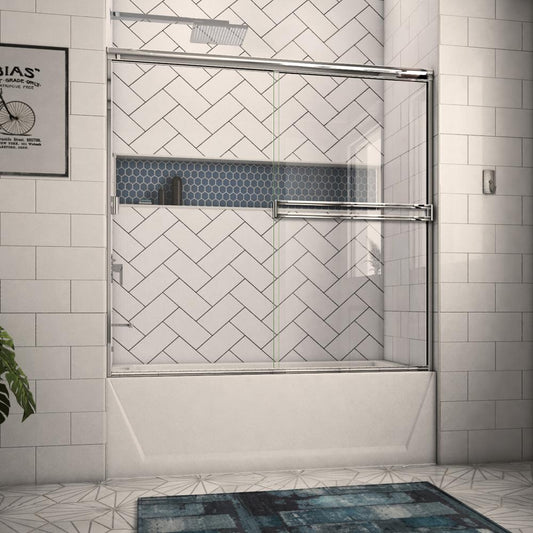 Arizona Shower Door Traditional Polished Chrome 52-in to 56-in W x 55.375-in H Semi-Frameless Sliding Bathtub Door