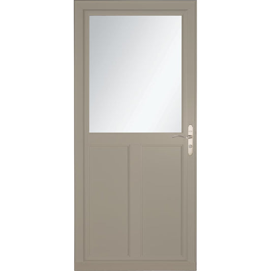 LARSON 80 Highview (Tradewinds) 32-in x 81-in Sandstone Aluminum Reversible Hinge Storm Door with Retractable Screen ( Brushed nickel Handle Included )