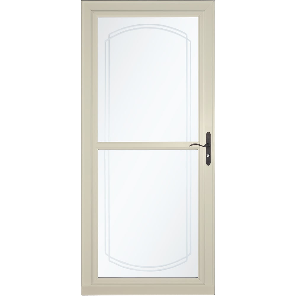 LARSON 80 Split Fullview (Tradewinds) 36-in x 81-in Almond Aluminum Reversible Hinge Storm Door Beveled Glass with Retractable Screen ( Aged bronze Handle Included )
