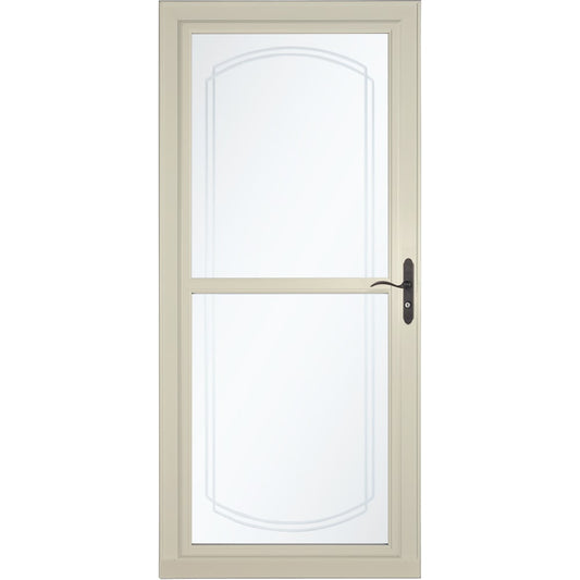 LARSON 80 Split Fullview (Tradewinds) 36-in x 81-in Almond Aluminum Reversible Hinge Storm Door Beveled Glass with Retractable Screen ( Aged bronze Handle Included )