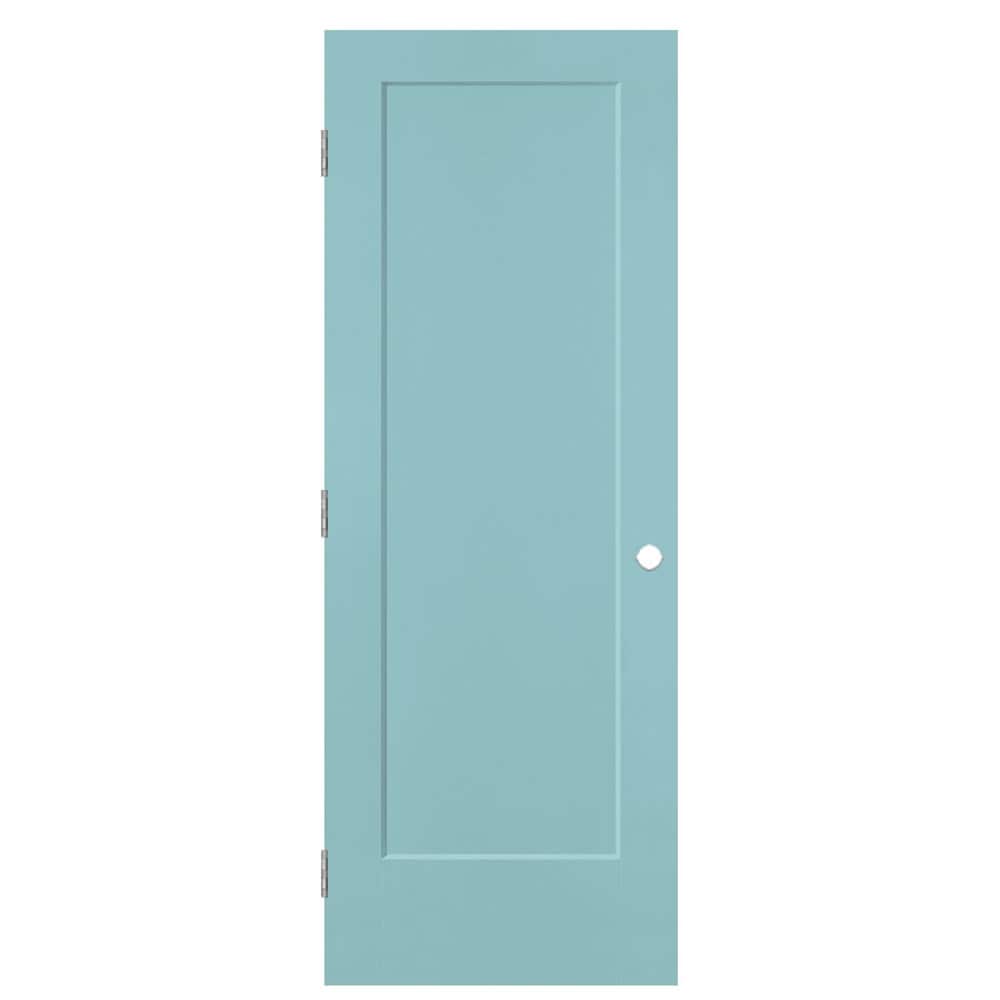 Masonite 30-in x 80-in Sea Mist Hollow core 1-panel Right hand Smooth Prefinished Molded composite Flat Jamb Single Prehung Interior Door with