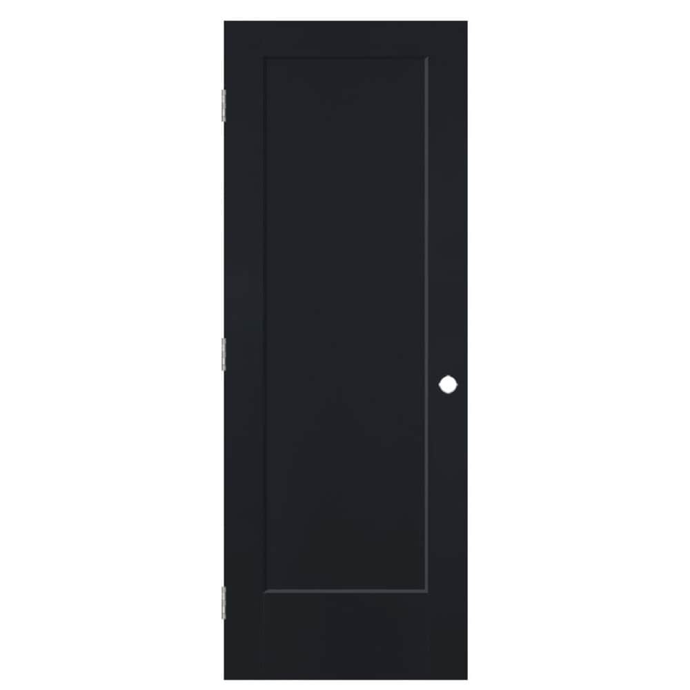 Masonite 28-in x 80-in Midnight Hollow core 1-panel Right hand Smooth Prefinished Molded composite Flat Jamb Single Prehung Interior Door with