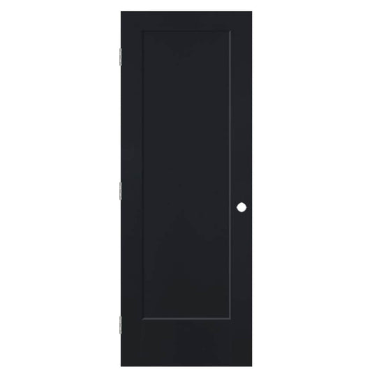 Masonite 28-in x 80-in Midnight Hollow core 1-panel Right hand Smooth Prefinished Molded composite Flat Jamb Single Prehung Interior Door with