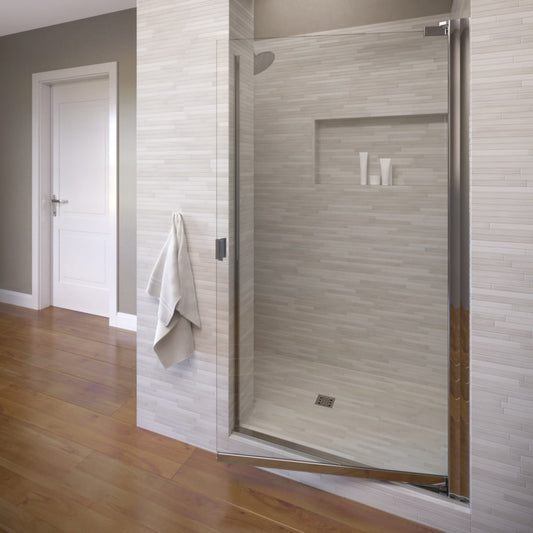 Basco Armon Chrome 31-in to 31-3/4-in W x 66.0-in H Semi-frameless Obscure Glass Pivot Shower door