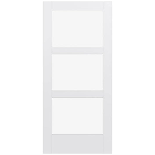JELD-WEN MODA 1035W 36-in x 80-in Primed 3-panel square Clear glass Smooth Solid core Primed MDF Slab Door
