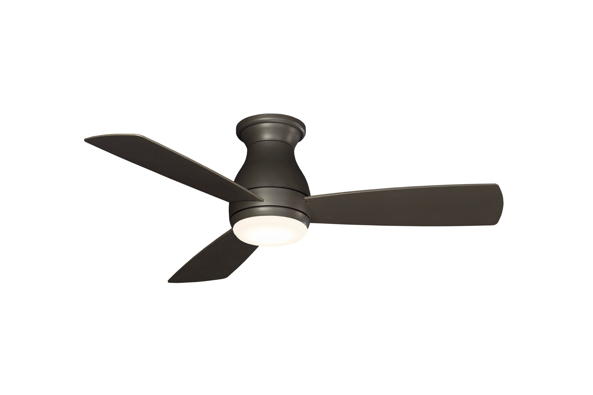 Fanimation Hugh 44-in Integrated LED Outdoor Flush Mount Matte Greige with Matte Greige Blades Ceiling Fan With Light - Remote Included ( 3 -Blade ) 1391645