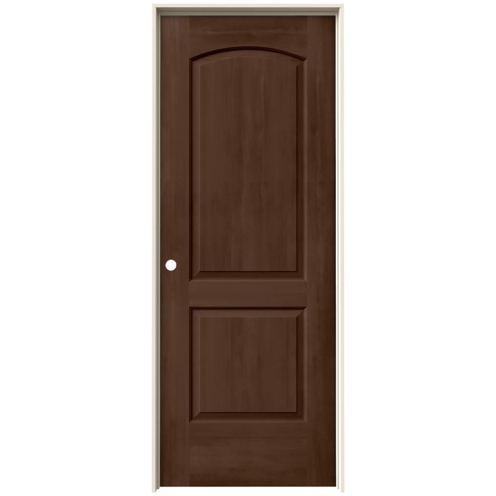 JELD-WEN 30-in x 80-in Milk Chocolate Hollow core 2-panel Right hand Smooth Stained Molded composite Flat Jamb Single Prehung Interior Door with
