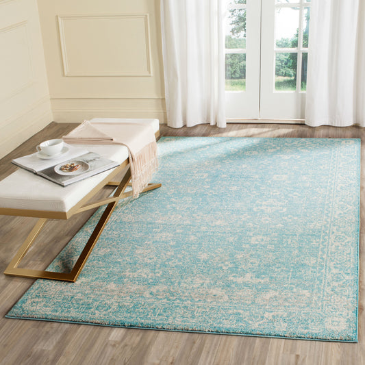 Safavieh Evoke Likoma 12 x 18 (ft) Loomed Polypropylene Light Blue/Ivory Rectangular Indoor Distressed/Overdyed Vintage Spot Clean Only Area rug