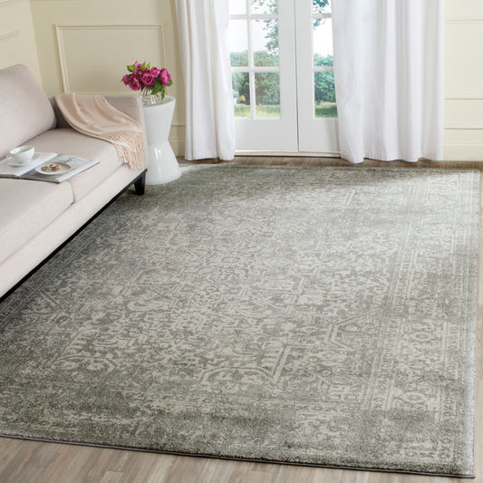 Safavieh Evoke Isla 10 x 14 (ft) Loomed Synthetic Silver/Ivory Rectangular Indoor Floral/Botanical Vintage Spot Clean Only Area rug