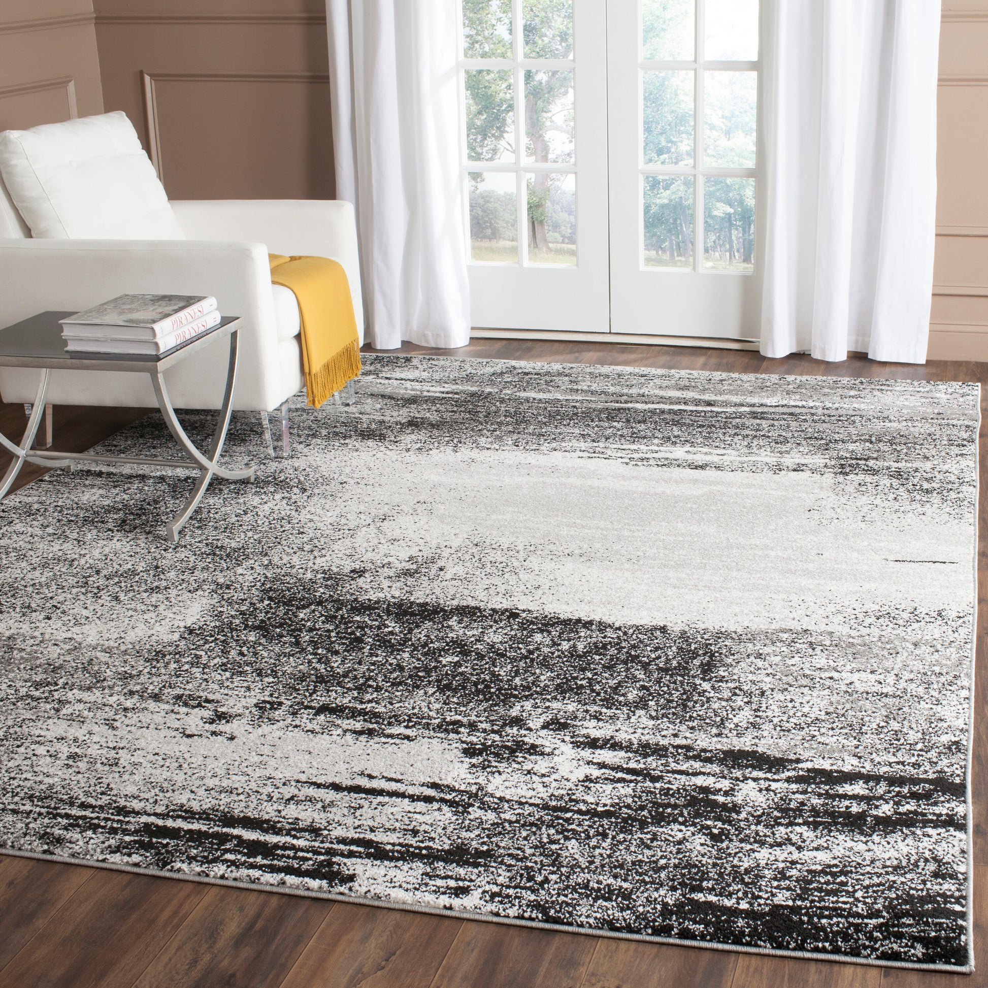 Safavieh Adirondack Zayne 12 x 18 (ft) Loomed Polyester/Polypropylene Silver/Multi Rectangular Indoor Abstract Industrial Spot Clean Only Area rug