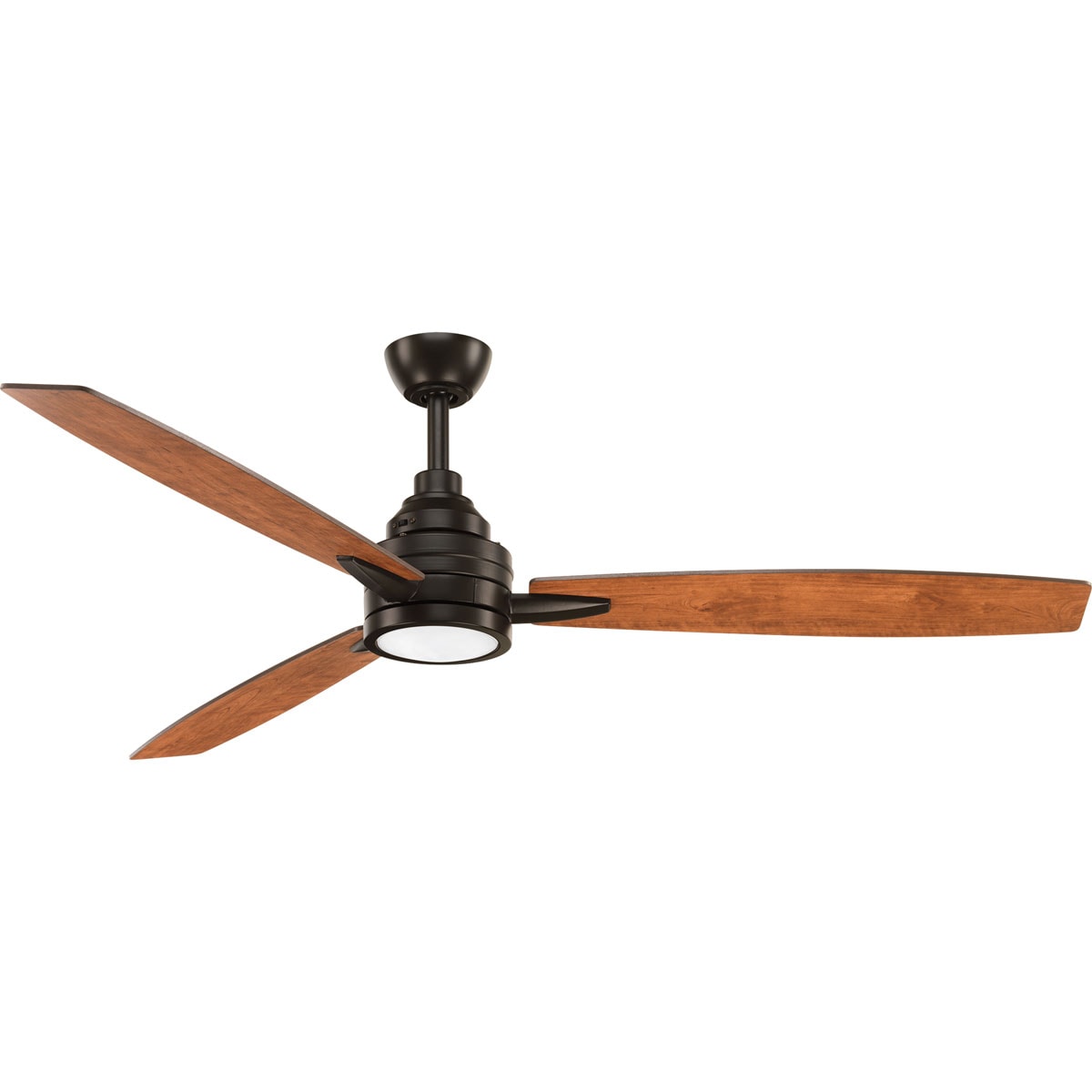 Progress Lighting Gaze 60-in Antique Bronze with Walnut/Cherry Blades Integrated LED Propeller Ceiling Fan With Light 3 -Blade
