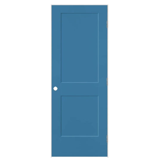 Masonite 36-in x 80-in Blue Heron Solid core 2-panel Left hand Smooth Prefinished Molded composite Flat Jamb Single Prehung Interior Door with
