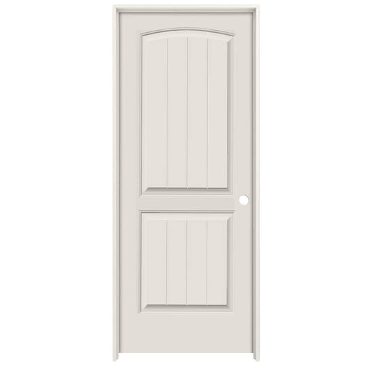 American Building Supply 32-in x 80-in Modern White Solid core 2-panel Left hand Smooth Prefinished MDF Flat Jamb Single Prehung Interior Door with
