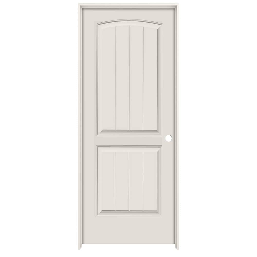 American Building Supply 30-in x 80-in Modern White Solid core 2-panel Left hand Smooth Prefinished MDF Flat Jamb Single Prehung Interior Door with