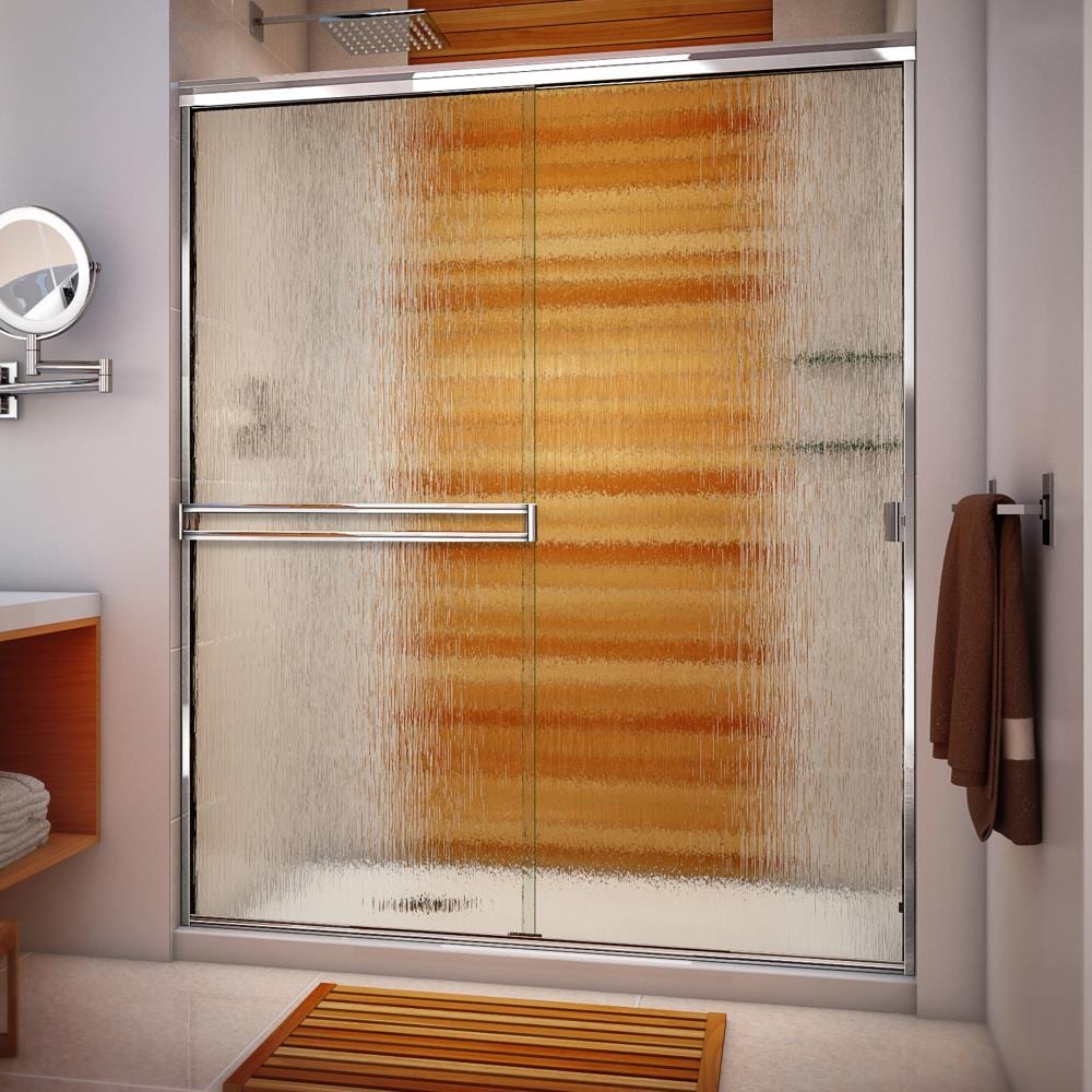 Arizona Shower Door Traditional Polished Chrome 55-in to 57-in W x 65.75-in H Semi-frameless Patterned Glass Bypass Sliding Shower door