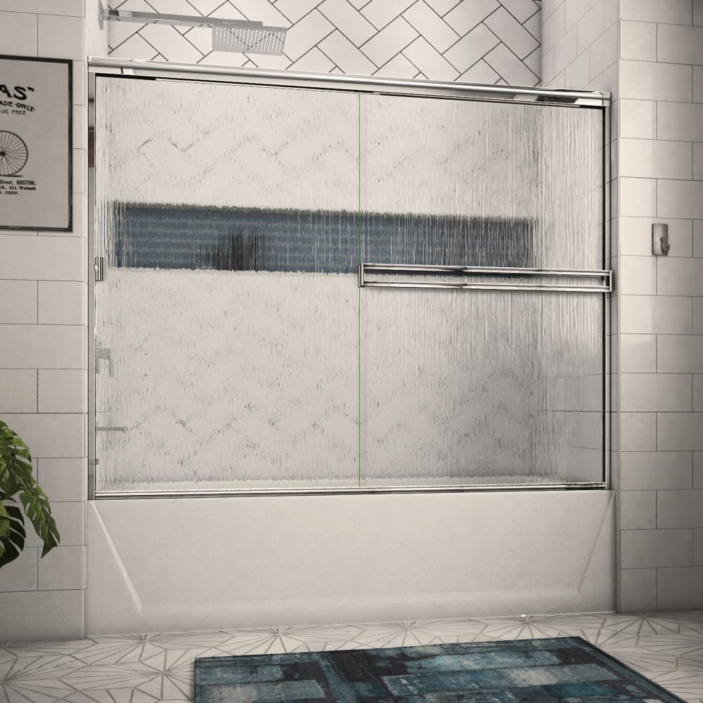 Arizona Shower Door Traditional Polished Chrome 62-in to 66-in W x 57.375-in H Semi-Frameless Sliding Bathtub Door
