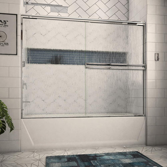 Arizona Shower Door Traditional Polished Chrome 62-in to 66-in W x 57.375-in H Semi-Frameless Sliding Bathtub Door