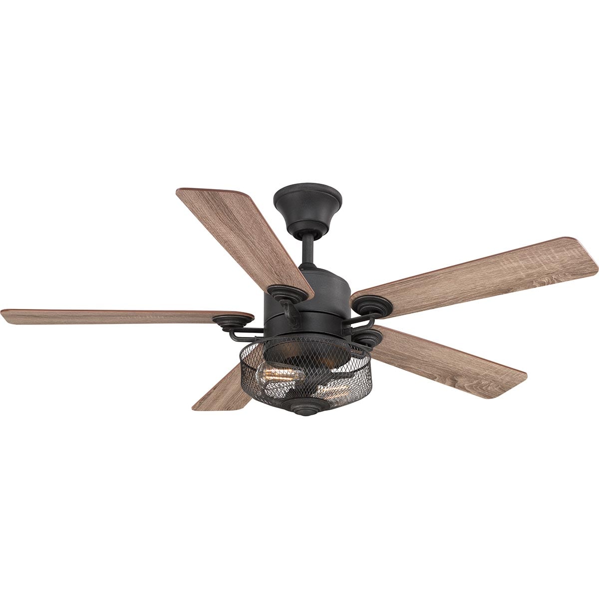 Progress Lighting Greer 54-in Gilded Iron with Walnut/Driftwood Blades Ceiling Fan With Light 5 -Blade