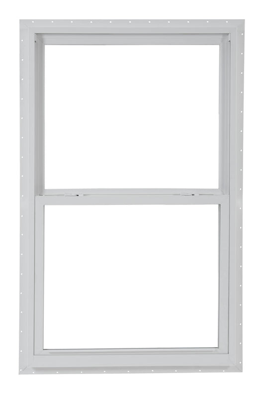 RELIABILT 130 Series 35-1/2-in x 59-1/2-in White Exterior Vinyl New Construction Single Hung Window Low-E argon Double Pane Glass (Half Screen Included)