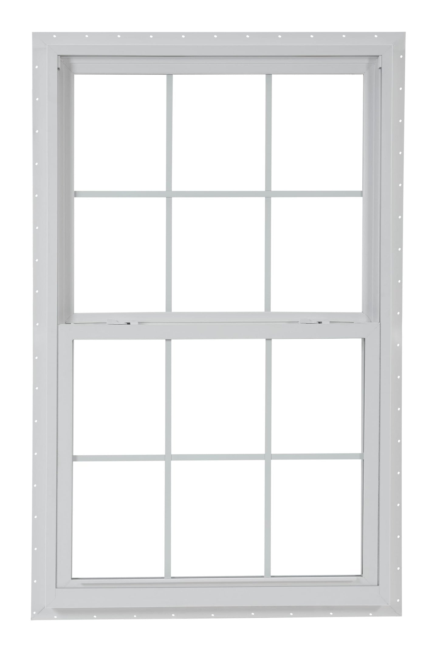 RELIABILT 130 Series 35-1/2-in x 53-1/2-in White Exterior Vinyl New Construction Single Hung Window Low-E argon Double Pane Glass with Grids, (Half Screen Included)