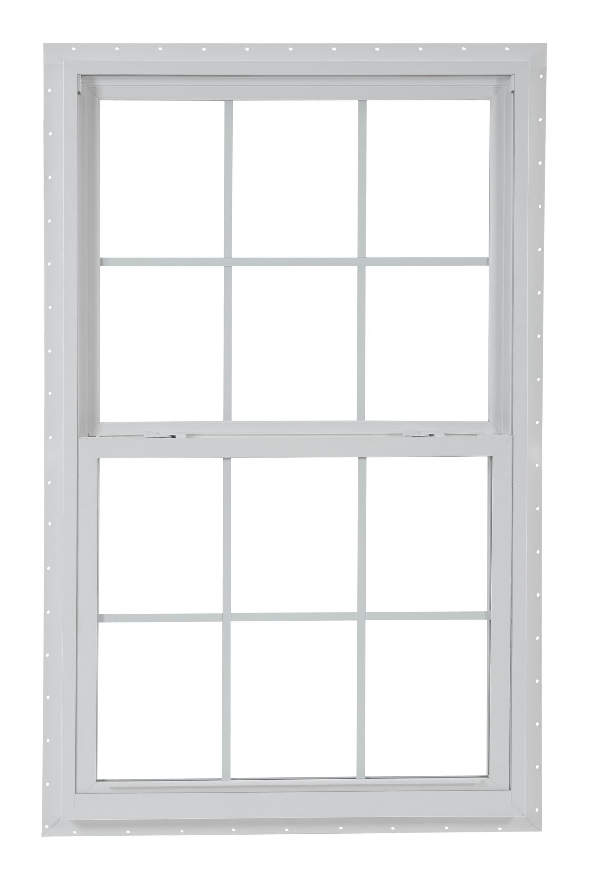 RELIABILT 130 Series 35-1/2-in x 53-1/2-in White Exterior Vinyl New Construction Single Hung Window Low-E argon Double Pane Glass with Grids, (Half Screen Included)