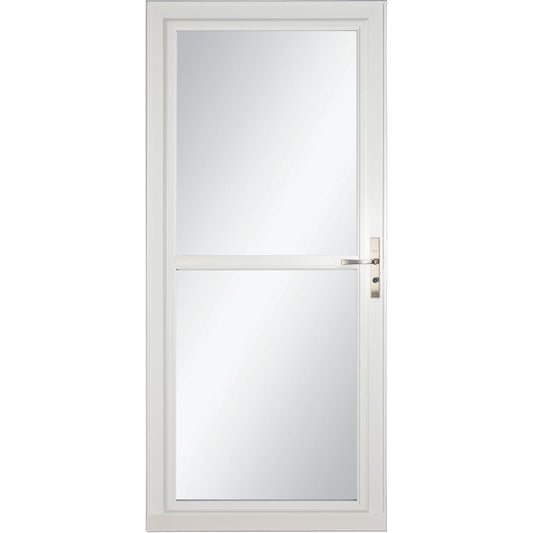 LARSON 80 Split Fullview (Tradewinds) 30-in x 81-in White Aluminum Reversible Hinge Storm Door with Retractable Screen ( Brushed nickel Handle Included )